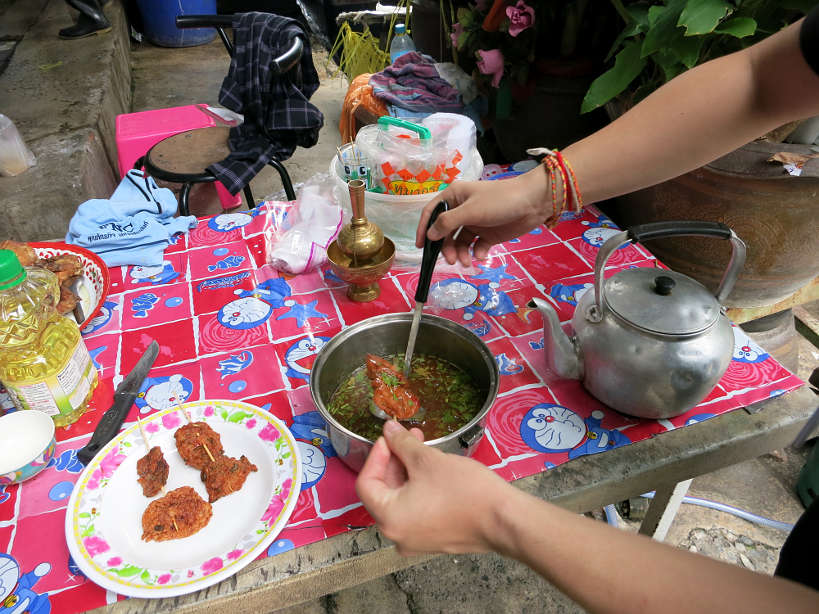 Bang Rak Market eating Crab cakes Bangkok Markets Authentic food quest