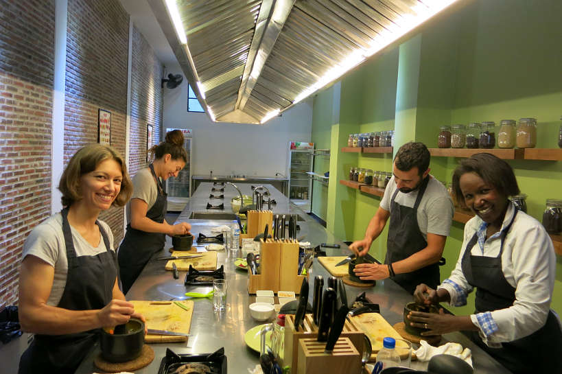 Cooking Class Group at La Table Khmere Cambodia Cooking Class Authentic Food Quest