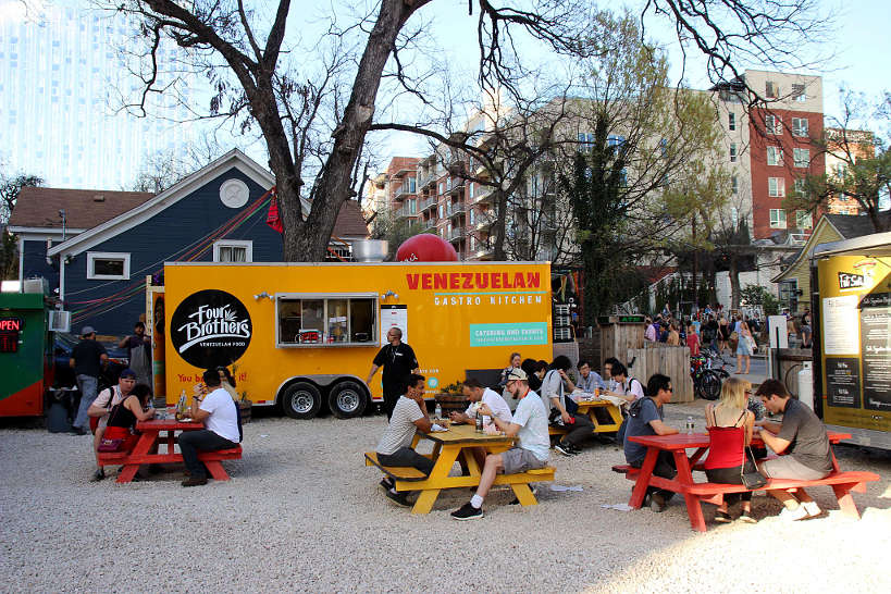 The Four Brothers Venezuelan Food on Rainey Street one of Austin Food Truck Parks Authentic Food Quest