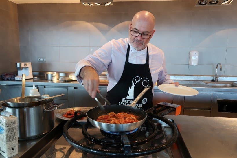 Chef making the famous gambas de  Palamos by Authentic Food Quest