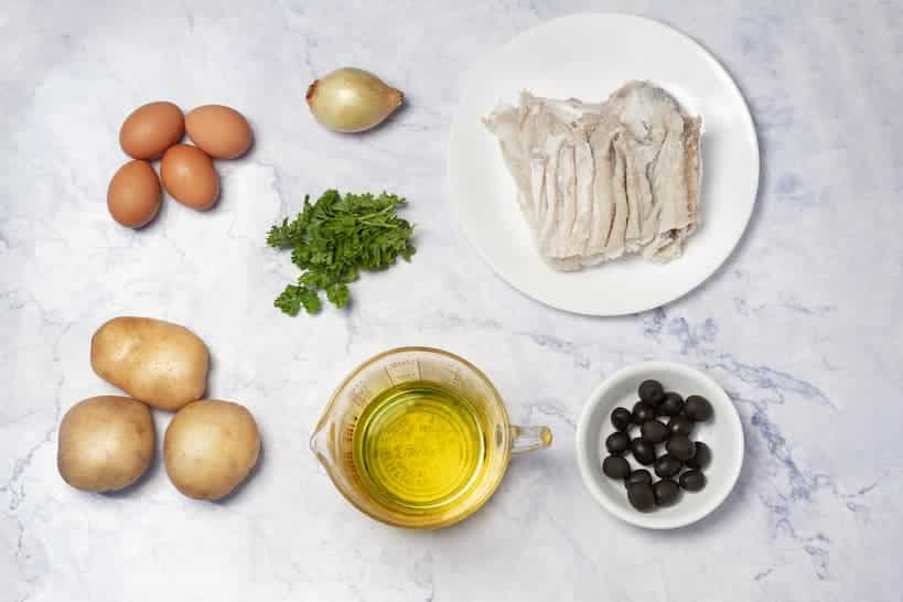 Ingredients for Bacalhau A Bras Recipe by Authentic Food Quest