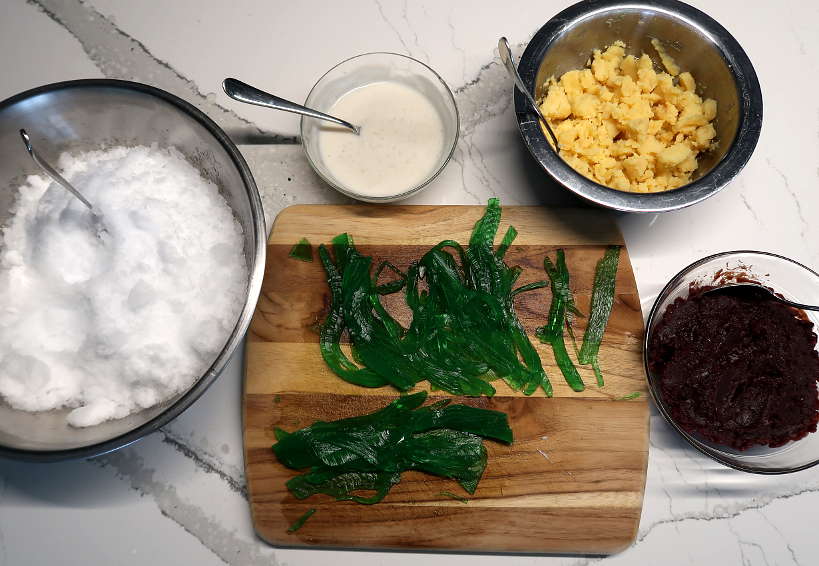 Ingredients to assemble che ba mau by Authentic Food Quest