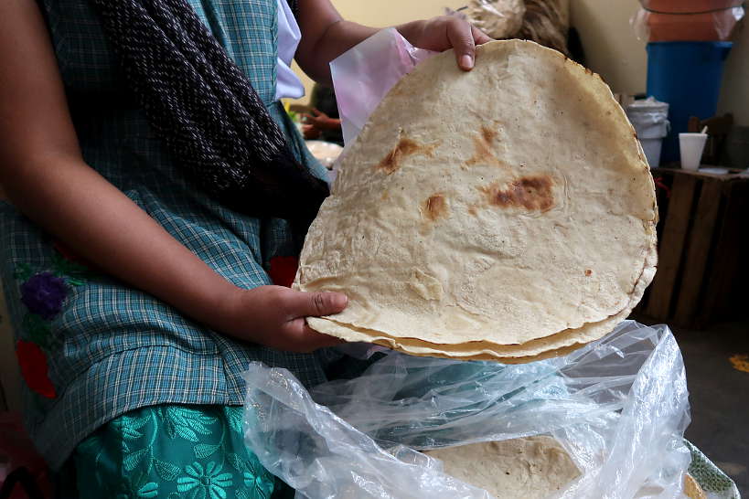 Soft tlayudas at La Merced Oaxaca Mexico by Authentic Food Quest