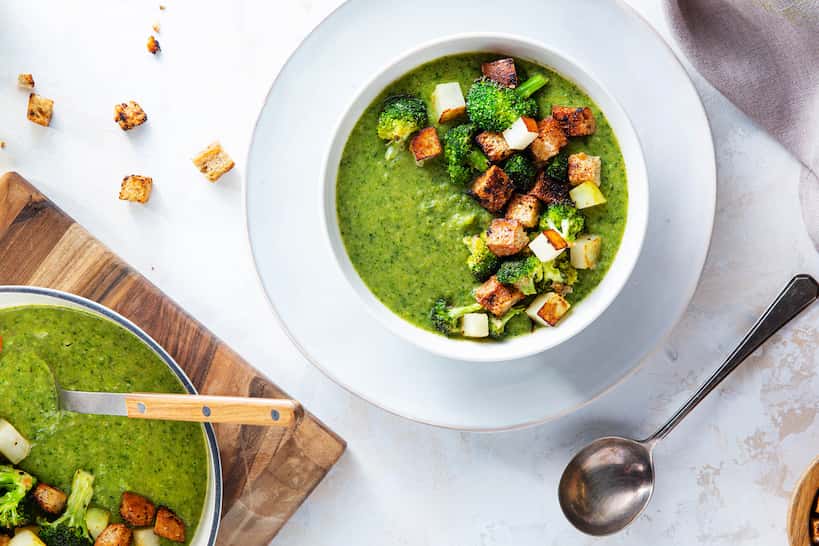 Purple Carrot Broccoli Cheddar Soup by Authentic Food Quest