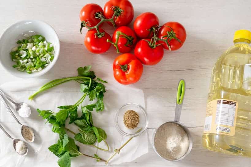 Ingredients for Santorini Tomato Fritters recipe by Authentic Food Quest