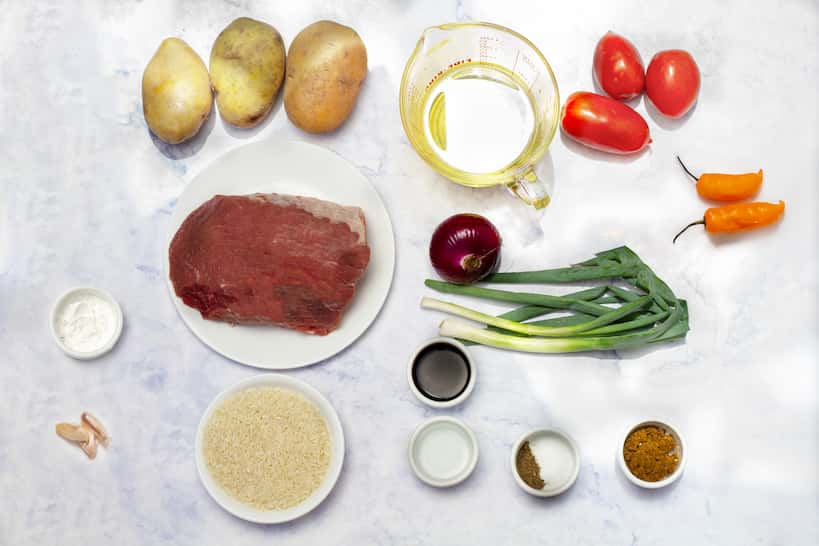 Ingredients for Lomo Saltado Recipe by Authentic Food Quest