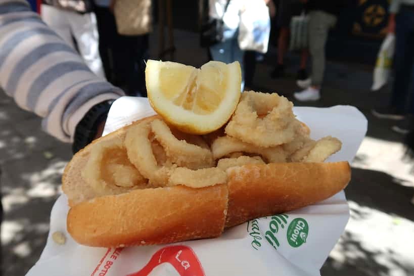 Calamari Sandwich For Lunch Madrid Food Tour by Authentic Food Quest