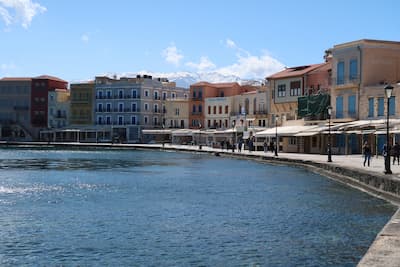 Chania from the water with Authentic Food Quest Culinary Vacations Greece